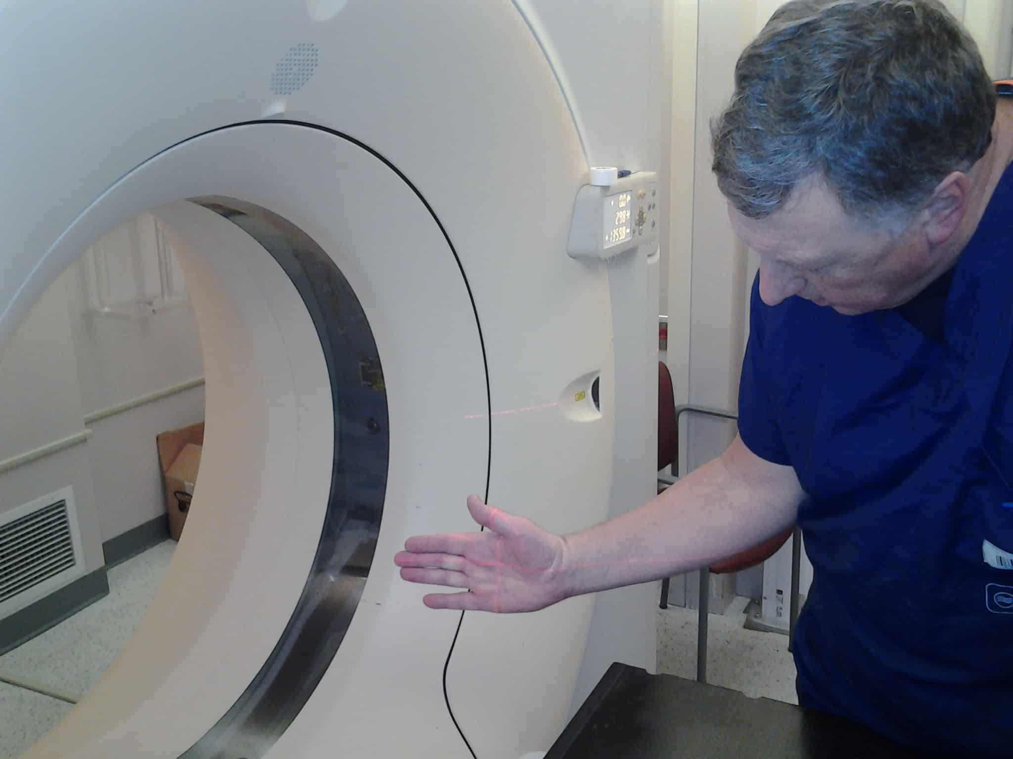 Steve Gives a Hand to the CT Radiation Simulation Scanner